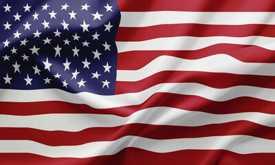 Fototapeta premium Closeup Waving Flag of USA
