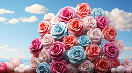 pink roses on sky background