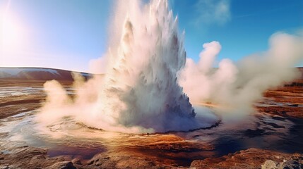 a geyser erupting in a hot spring - obrazy, fototapety, plakaty