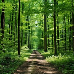 Obraz premium a dirt road through a forest