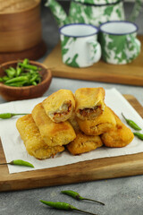 Risoles filled with meat and vegetables is one of popular appetizers in Indonesia deep fried.
