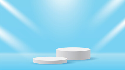 白い立体感のある背景と円形の台座 ベクター素材
