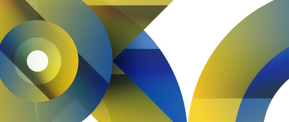 Fototapeta premium Geometric fusion - abstract harmony of triangles and circles in minimalist background design. Shapes and lines design for wallpaper, banner, background, landing page, wall art, invitation, prints