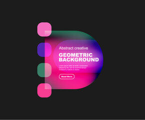 Round triangle and round square composition geometric background