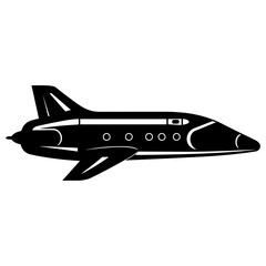 A Spaceship vector isolated on a white background, A spacecraft Rocket black Silhouette