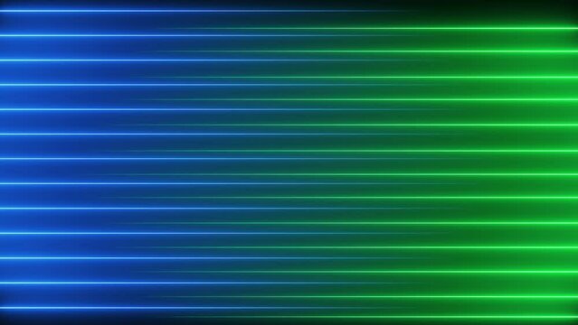 Glowing light blue and green energy concept, bright neon lines motion background. 4K animation