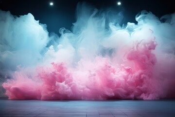 Enigmatic Stage Enveloped in Billowing Smoke and Captivating Generative AI