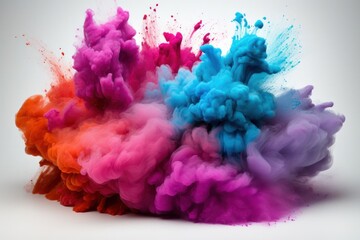 Fototapeta premium Colored Smoke Dancing in the Air Against a Clean White Background Generative AI