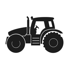 A tractor Vector black clipart isolated on a white background, A farm Tractor Silhouette 
