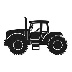 A tractor Vector black clipart isolated on a white background, A farm Tractor Silhouette 