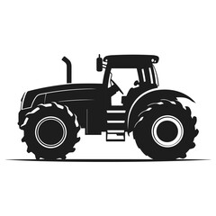 A tractor Vector black clipart isolated on a white background, A farm Tractor Silhouette 