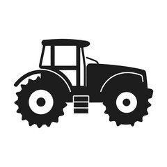 A tractor Vector black clipart isolated on a white background, A farm Tractor Silhouette 