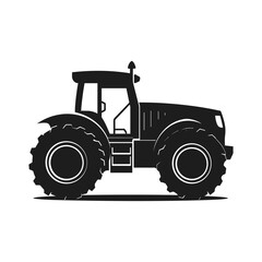 A tractor Vector black clipart isolated on a white background, A farm Tractor Silhouette 