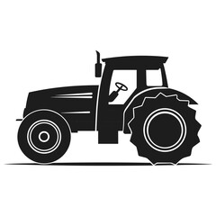 A tractor Vector black clipart isolated on a white background, A farm Tractor Silhouette 