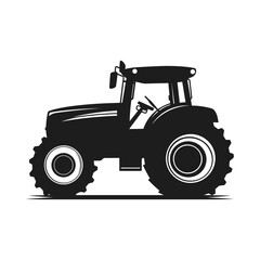 A tractor Vector black clipart isolated on a white background, A farm Tractor Silhouette 