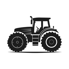 A tractor Vector black clipart isolated on a white background, A farm Tractor Silhouette 