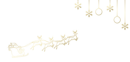 background of deer pulling santa sleigh. gold gradient color.