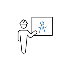 architect concept line icon. Simple element illustration. architect concept outline symbol design.