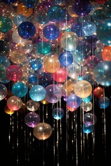 Radiant balloons elegantly styled with glittering sequins, catching the light in a mesmerizing display.