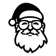A Christmas Santa Claus and hat Vector silhouette isolated on a white background