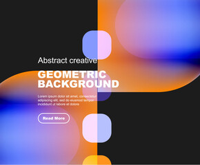 Round triangle and round square composition geometric background