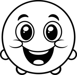 Fototapeta premium Cute emoji coloring page black and white