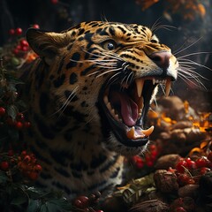 A photo of aggressive tiger open mouth Generative AI
