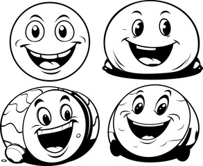 Cute emoji coloring page black and white