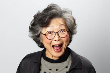 Senior woman with surprise on her face expression, people and life style generative ai.
