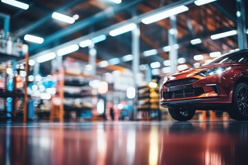 Obraz premium car in the garage, bokeh background