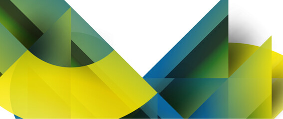 Obraz premium Geometric fusion - abstract harmony of triangles and circles in minimalist background design. Shapes and lines design for wallpaper, banner, background, landing page, wall art, invitation, prints