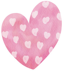 Watercolor Heart. Valentine Heart Hand Painting Style