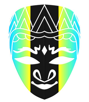 Beautiful traditional Java mask indonesian culture vector design with aesthetic gradient line pattern