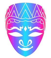 Beautiful traditional Java mask indonesian culture vector design with aesthetic gradient line pattern