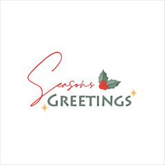 Fototapeta na wymiar Season’s Greetings Text with Christmas Decorations