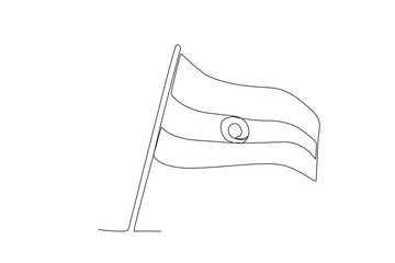 Single one line drawing Indian flag. Continuous line design vector illustration
