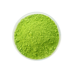 Small glass of premium grade green tea matcha powder