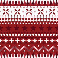Christmas and New Year geometric seamless pattern. Red and white pixel pattern with nordic style for winter textile and wrapping paper, geometric Christmas elements seamless striped pattern background