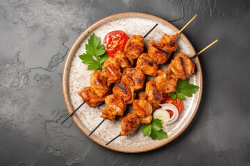 Fototapeta premium Chicken kebab skewers on a plate