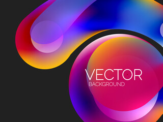 Beautiful flowing round shapes and circles abstract background. Liquid color bubble composition