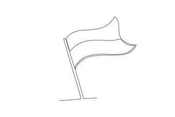 Fototapeta premium Single one line drawing motivation independence indonesian flag. motivation. iconic flag in indonesia. Continuous line design vector illustration 