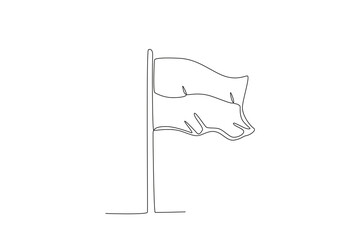 Single one line drawing motivation independence indonesian flag. motivation. iconic flag in indonesia. Continuous line design vector illustration

