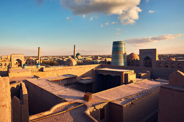 Madrasah of Kalta Minor minaret in ancient city at Khiva in Uzbekistan