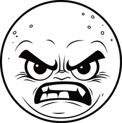 Cute emoji vector image, coloring page black and white