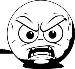 Cute emoji vector image, coloring page black and white
