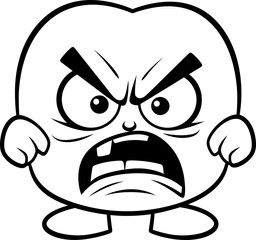 Cute emoji vector image, coloring page black and white