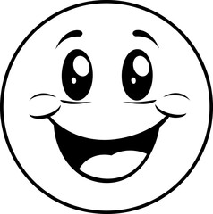 Cute emoji vector image, coloring page black and white
