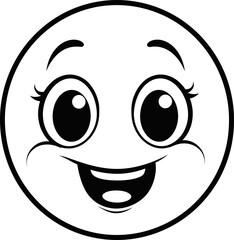 Cute emoji vector image, coloring page black and white