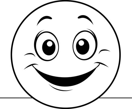 Cute emoji vector image, coloring page black and white