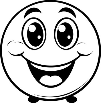 Cute emoji vector image, coloring page black and white